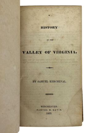History of the Valley of Virginia.