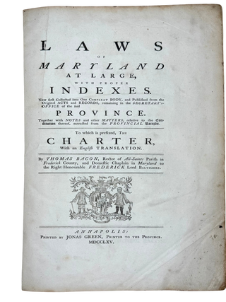 Laws of Maryland at Large, with Proper Indexes.