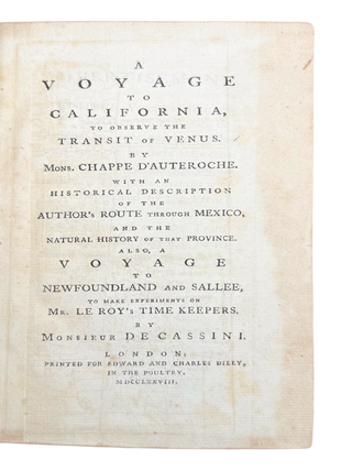 Voyage to California, to Observe the Transit of Venus...Also, A Voyage