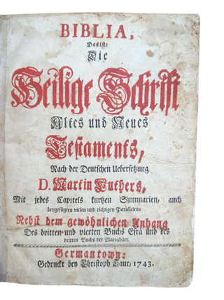 Biblia, Das ist: Die Helige Schrift Altes un Neues Testaments, Nach de