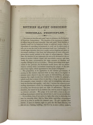 Southern Slavery Considered on General Principles