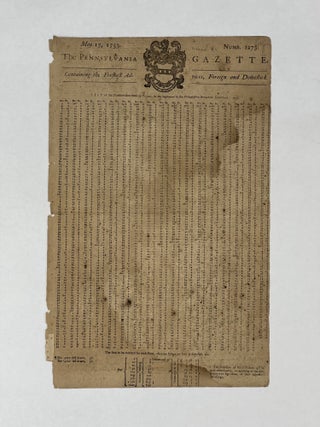 Pennsylvania Gazette. May 17, 1753. Numb. 1273