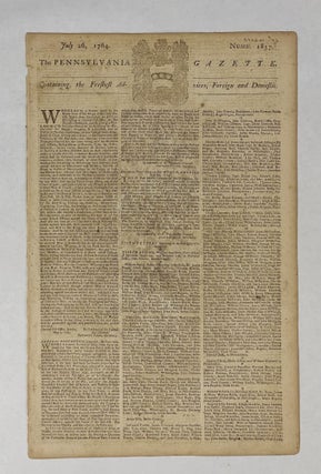 Item #81706 Pennsylvania Gazette. July 26, 1764. Numb. 1857. Benjamin FRANKLIN