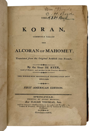 Koran, Commonly Called the Alcoran of Mahomet