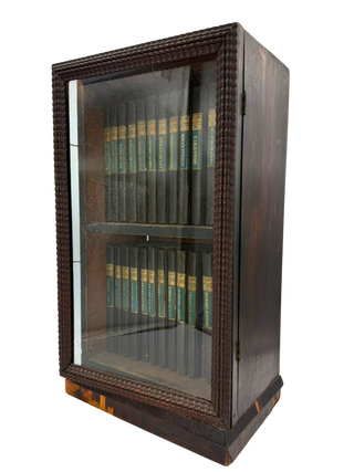 Collection of 24 books in wooden case with beaded edges
