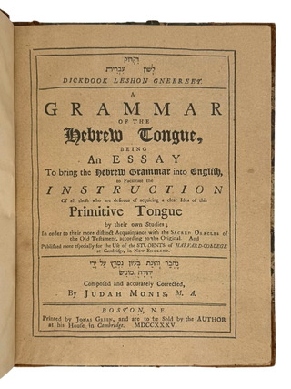 Dickdook Leshon Gnebreet. A Grammar of the Hebrew Tongue